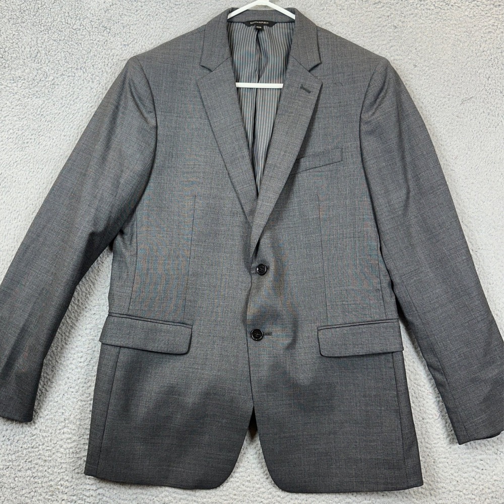 Banana Republic Wool Blazer Mens 42R Grey Tessuto Marzotto Slim Fit Sport Coat